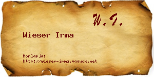 Wieser Irma névjegykártya